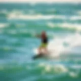 Precision in Kite Surfing Kite surfer navigating the waves with precision