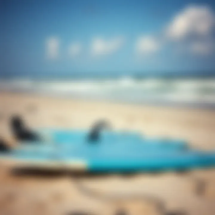 Kite Surfing Equipment on the Beach Kite surfing equipment laid out on the beach