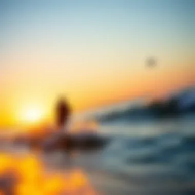 Surfers Riding Waves at Sunset Kite surfers riding the waves at sunset