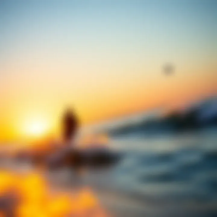 Surfers Riding Waves at Sunset Kite surfers riding the waves at sunset