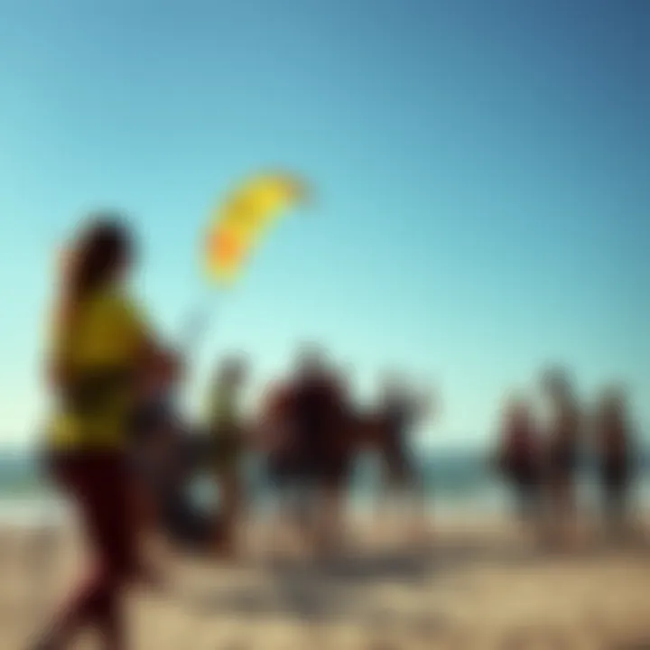Group of kite surfers engaging in a community event