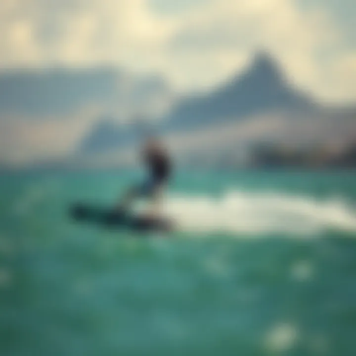 A skilled kite surfer performing tricks on the water