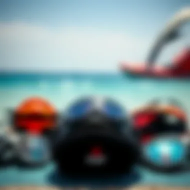 An assortment of high-quality kiteboarding gear arranged for assessment.