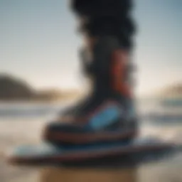 Detailed close-up of a kiteboard boot showcasing its design features