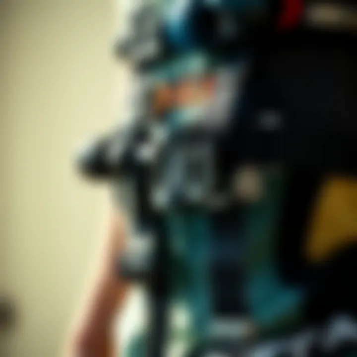 Close-up of a high-performance kiteboard harness showcasing advanced design features.