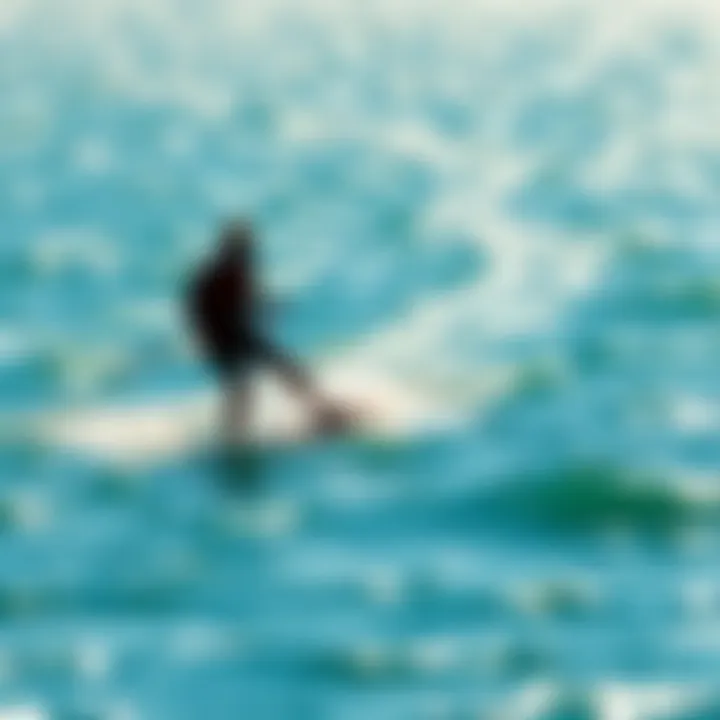 Kiteboarder gliding on shimmering water