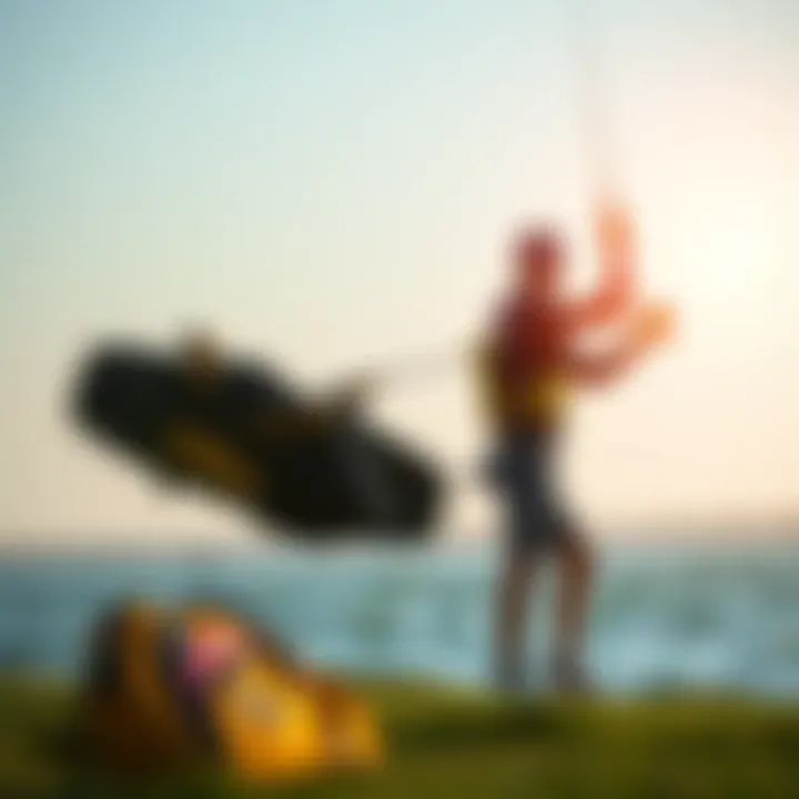 Kiteboarder Transitioning to Golf A kiteboarder getting ready to play golf after a session