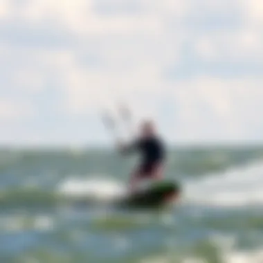 Navigating Optimal Wind A kiteboarder navigating through optimal wind conditions