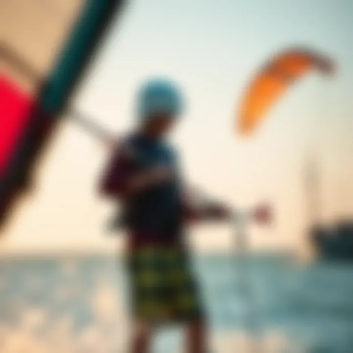 Kiteboarder Inflating Kite with Fone Pump Kiteboarder using the Fone pump to inflate a kite