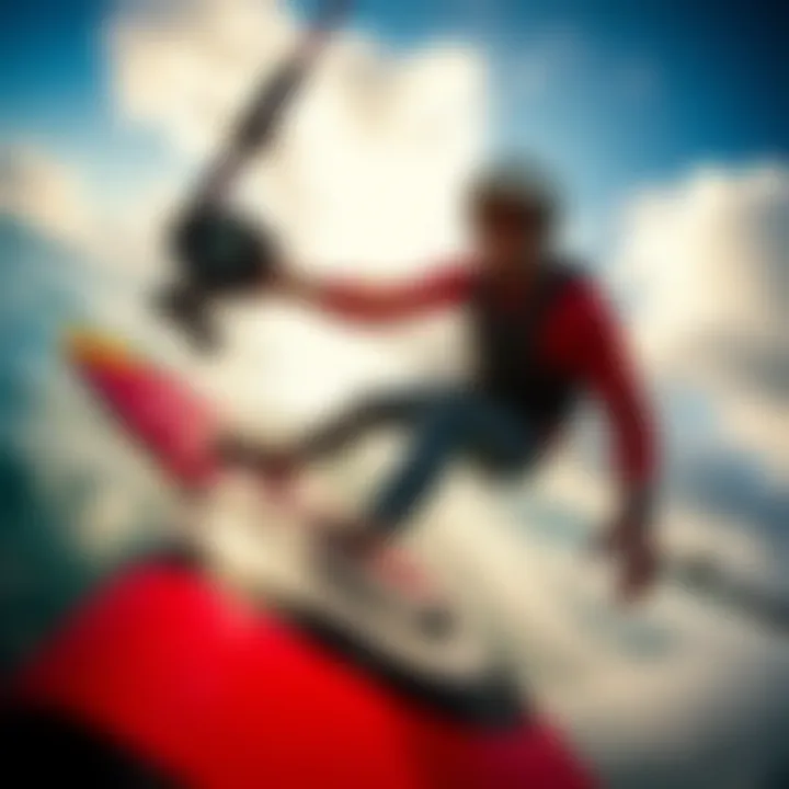 Kiteboarder in Action with SP GoPro Mount Kiteboarder using the SP GoPro mount during an exhilarating ride.