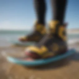 Close-up view of high-quality kiteboarding booties showcasing their texture and design.