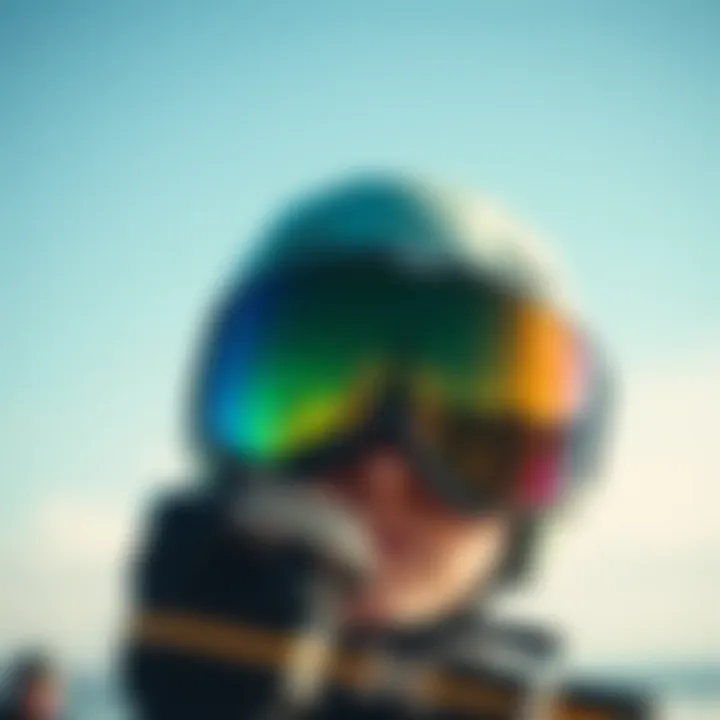 Goggles protecting eyes from harsh elements while kiteboarding