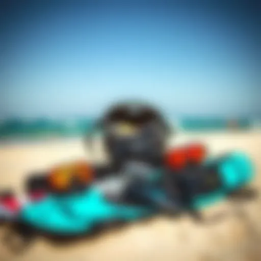 Essential Kiteboarding Gear for Every Adventure Complete kiteboarding kit displayed on the beach