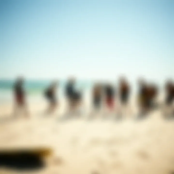 Kiteboarding Community Gathering A group of kiteboarders enjoying a sunny day at the beach