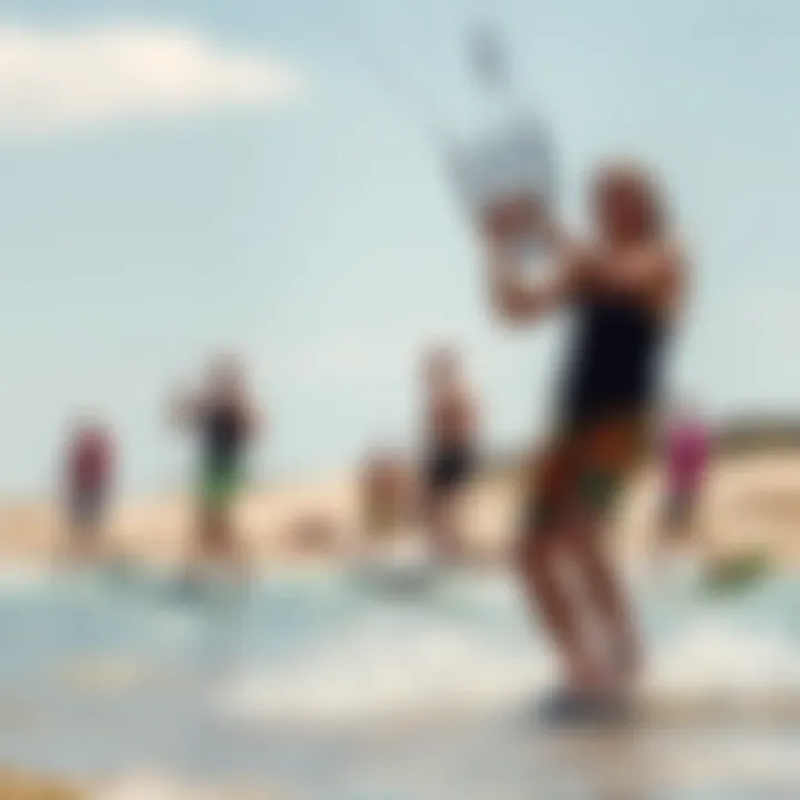 The Thriving Kiteboarding Community A group of kiteboarders enjoying a sunny day at the beach