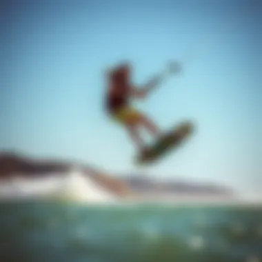 A scenic view of kiteboarding in action
