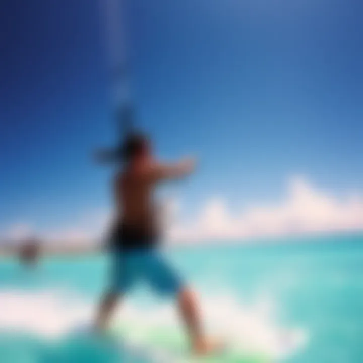 Scenic view of Bonaire's coastline with kiteboarders