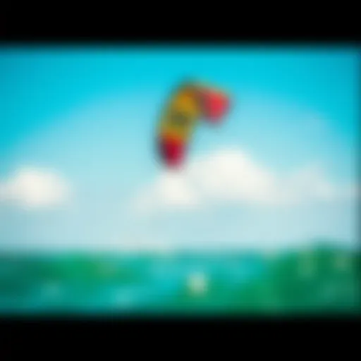 Experience the Thrill of Kiteboarding A vibrant kite soaring above the water