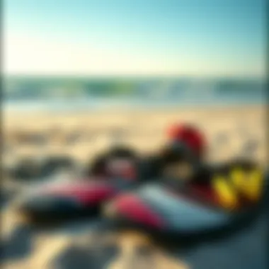 Kiteboarding Gear Essentials Essential kiteboarding gear laid out on the beach