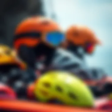 Essential Safety Gear for Kitesurfing Adventures Selection of safety gear for kitesurfing, including helmets and harnesses