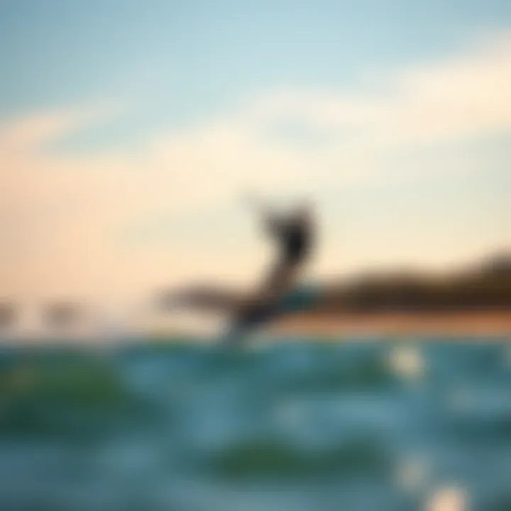 Kitesurfing in Action Dynamic kitesurfing action on a sunny beach