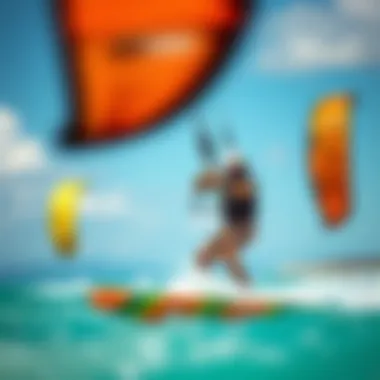 Leading Kitesurf Brands Top kitesurf brands showcased in a vibrant setting