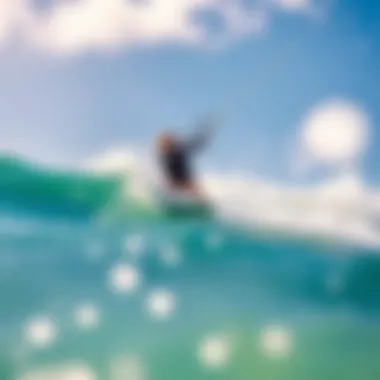 Thrilling Kitesurfing Action A dynamic kitesurfer carving through waves