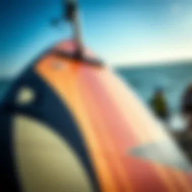 Close-up of a high-quality kitesurfing board highlighting its craftsmanship