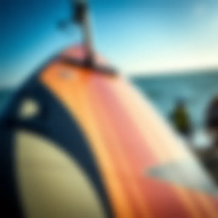 Close-up of a high-quality kitesurfing board highlighting its craftsmanship