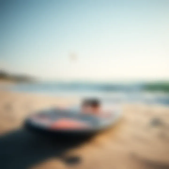 Board Design and Aesthetics Stylish kitesurfing board on the beach