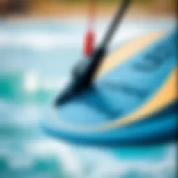 Close-up of a kitesurfing foil board showcasing its intricate design features