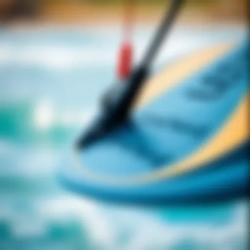 Close-up of a kitesurfing foil board showcasing its intricate design features