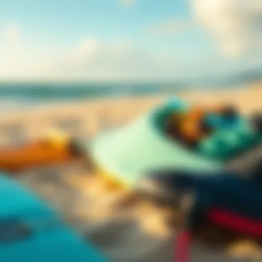 Essential Kitesurfing Gear for Enthusiasts A close-up of kitesurfing gear laid out on the sand