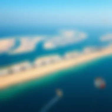 An aerial perspective showing the stunning coastline of Dubai, ideal for kitesurfing