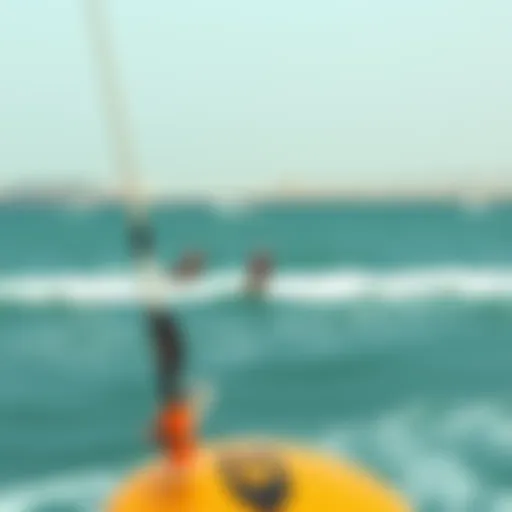 A breathtaking view of kitesurfers riding the waves in Dubai's azure waters