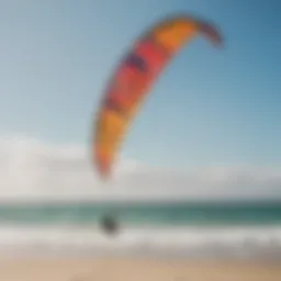 Colorful kites soaring in the sky over a pristine beach