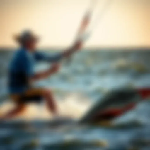 Kitesurfing instructor demonstrating techniques on the water