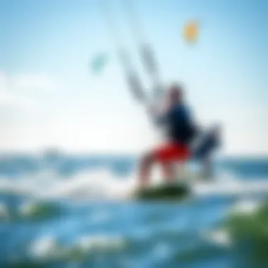 Students practicing kitesurfing under the supervision of a qualified instructor