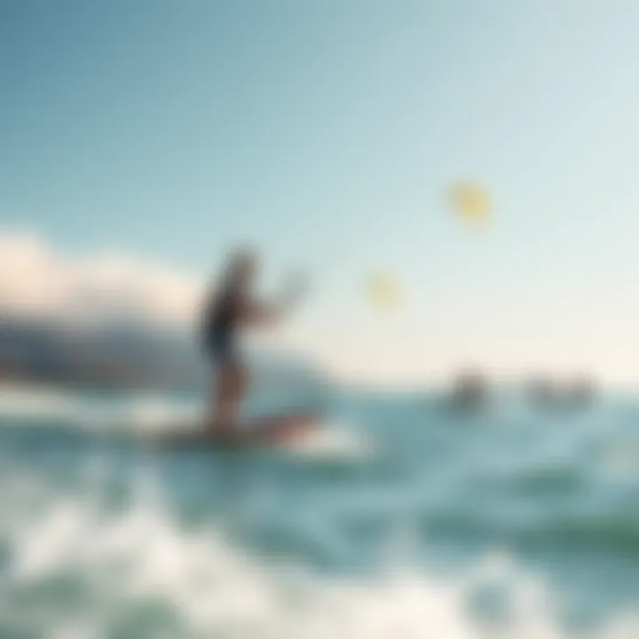 A scenic kitesurfing location with riders enjoying the sport