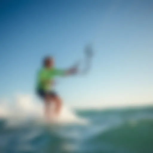 Kitesurfing pump in action during a sunny day