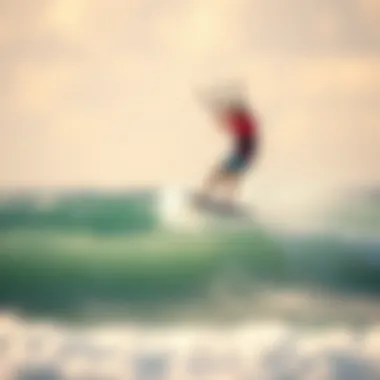 Expert Maneuvering Over Thrilling Waves A kitesurfer expertly maneuvering over waves