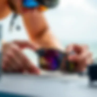 Kitesurfing sunglasses being cleaned with care