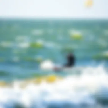 Kiteboarding Action on Lake Erie Waves Kiteboarder navigating waves on Lake Erie