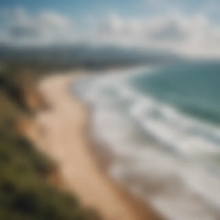 Scenic view of Leadbetter Beach with kiteboarders in the distance