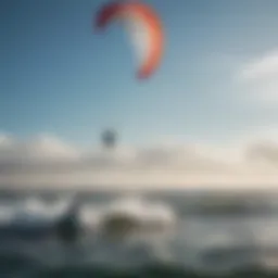 Kiteboarder harnessing wind power in light conditions