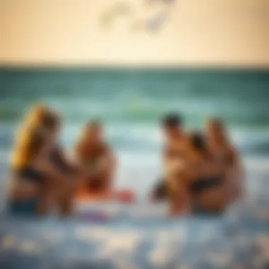 Group bonding during a camp activity on the beach