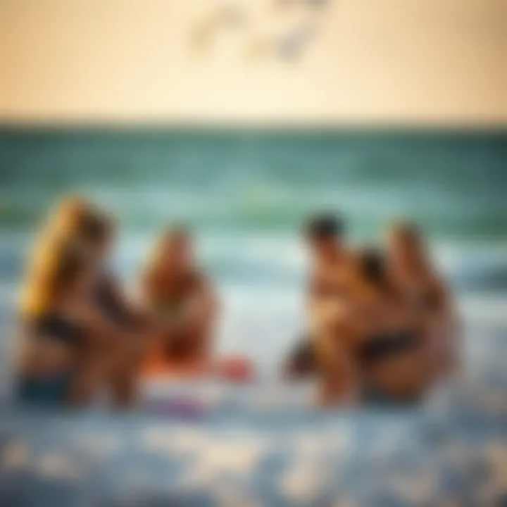 Group bonding during a camp activity on the beach