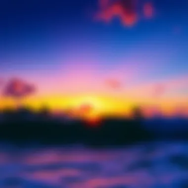 Stunning sunset view over the kiteboarding scene