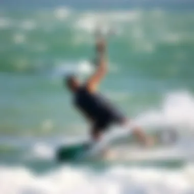 Kiteboarding with the Mystic Impact Vest A kiteboarder wearing the Mystic Impact Vest during a thrilling ride on the waves.