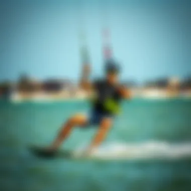 Kiteboarder demonstrating the proper usage of the Mystic Seat Harness on the water